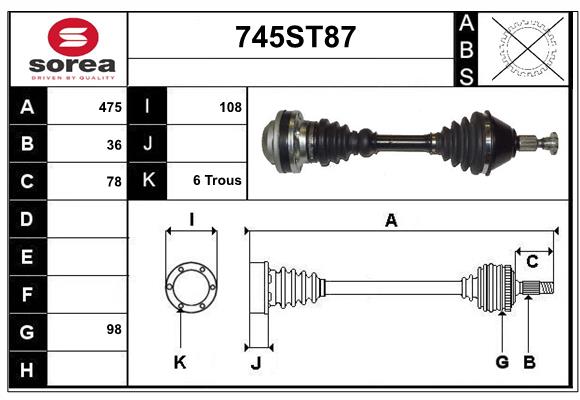Arbre de transmission STARTCAR 745ST87