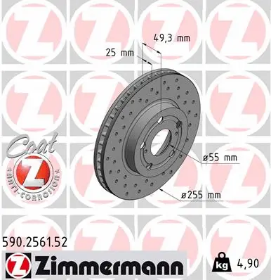 Disque de frein ZIMMERMANN 590.2561.52
