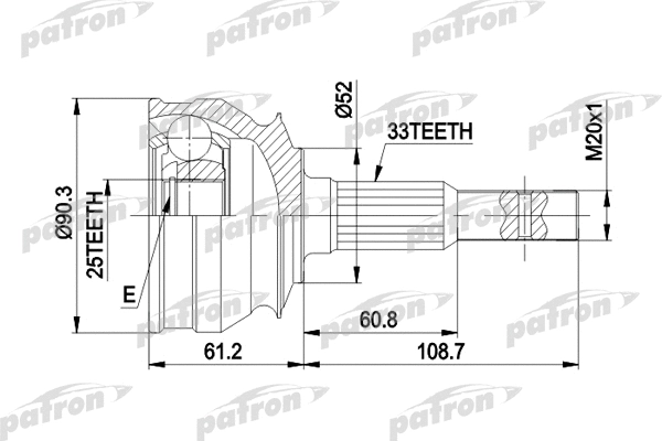 Jeu de joints, arbre de transmission PATRON PCV1008
