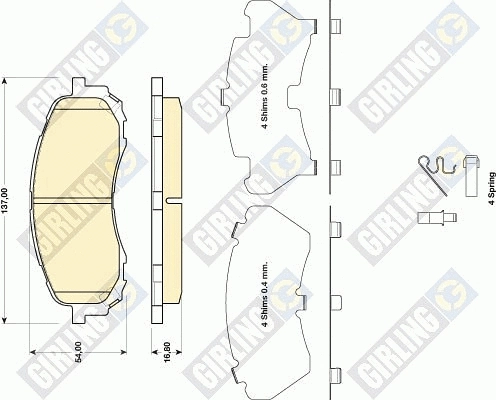 Kit de plaquettes de frein, frein à disque GIRLING 6134699