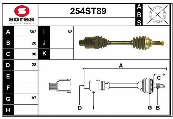 Arbre de transmission STARTCAR 254ST89
