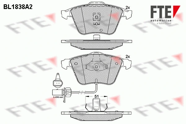 Kit de plaquettes de frein, frein à disque FTE 9010414