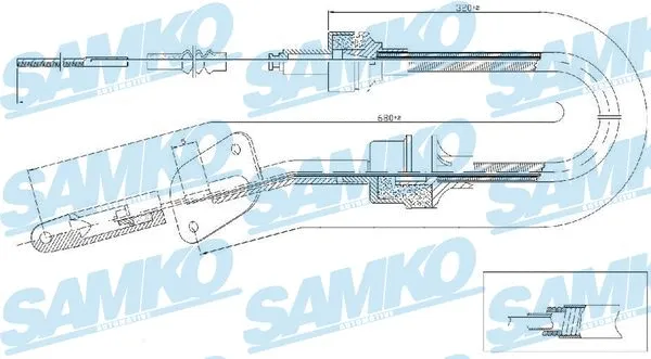 Tirette à câble, commande d'embrayage SAMKO C0064C