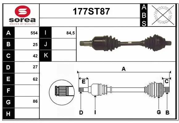 Arbre de transmission STARTCAR 177ST87