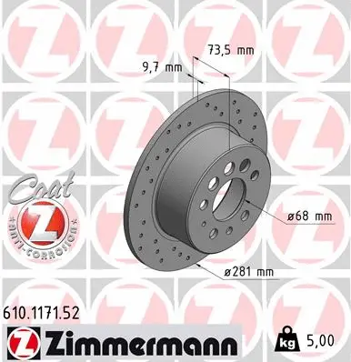 Disque de frein ZIMMERMANN 610.1171.52