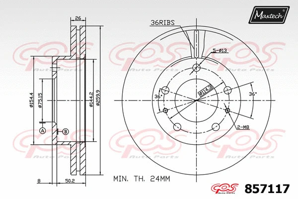 Disque de frein MAXTECH 857117
