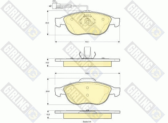 Kit de plaquettes de frein, frein à disque GIRLING 6113372