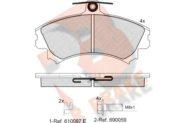 Kit de plaquettes de frein, frein à disque R BRAKE RB1118-700