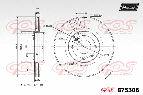 Disque de frein MAXTECH 875306