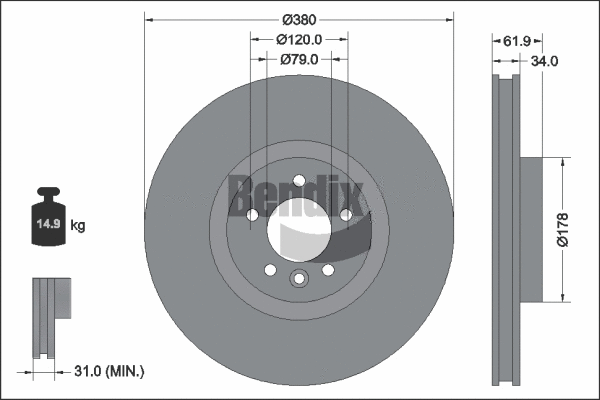 Disque de frein BENDIX Braking BDS2325HC