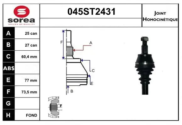 Jeu de joints, arbre de transmission STARTCAR 045ST2431