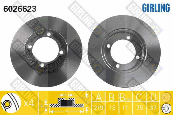 Disque de frein GIRLING 6026623