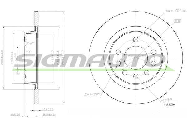 Disque de frein SIGMAUTO DBB943S