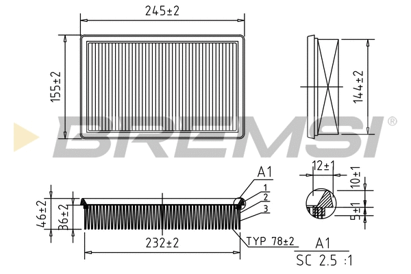 Filtre à air BREMSI FA0565
