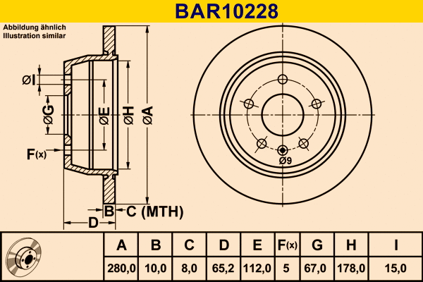 Disque de frein BARUM BAR10228