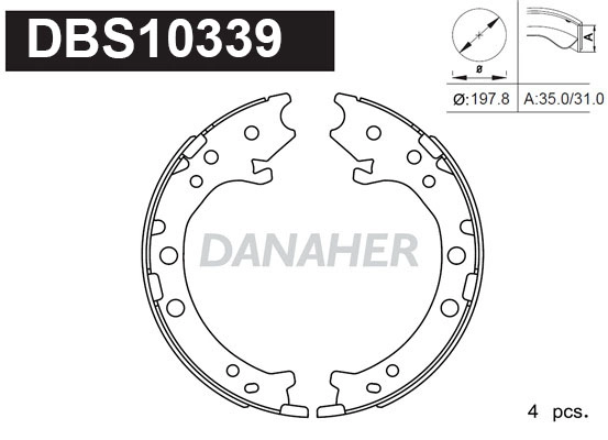 Jeu de mâchoires de frein, frein de stationnement DANAHER DBS10339