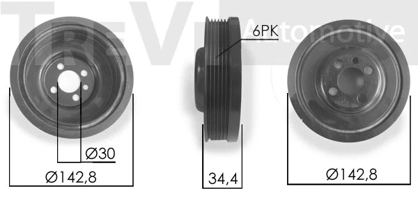 Poulie, vilebrequin TREVI AUTOMOTIVE PC1063