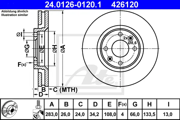Disque de frein ATE-APAC 24.0126-0120.1