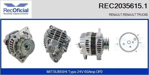Alternateur RECOFICIAL REC2035615.1