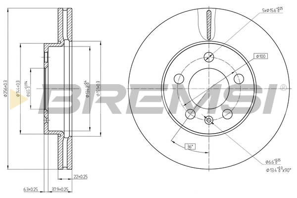 Disque de frein BREMSI CD8663V