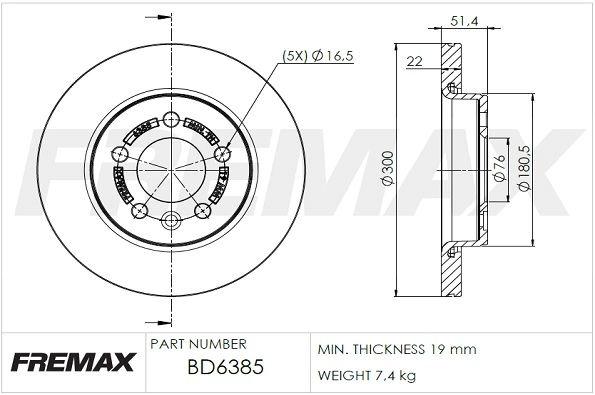 Disque de frein FREMAX BD-6385