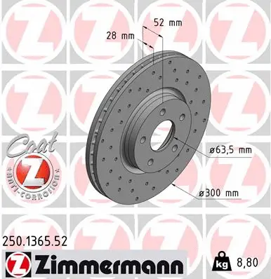 Disque de frein ZIMMERMANN 250.1365.52