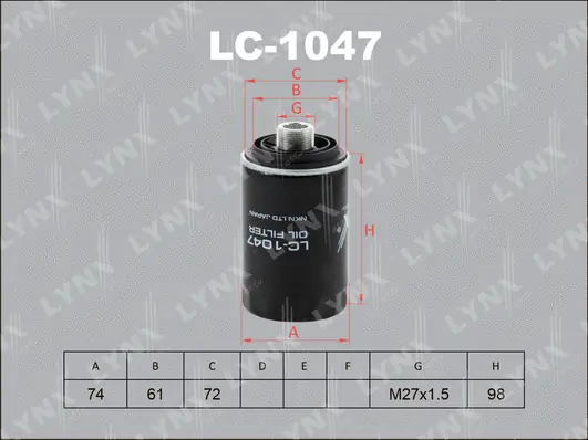 Filtre à huile LYNXAUTO LC-1047