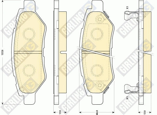Kit de plaquettes de frein, frein à disque GIRLING 6146029