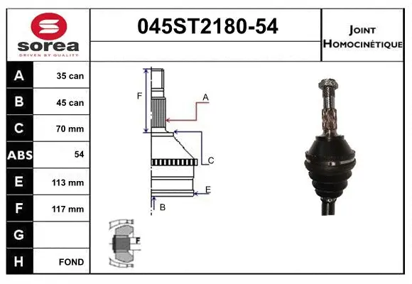 Jeu de joints, arbre de transmission STARTCAR 045ST2180-54