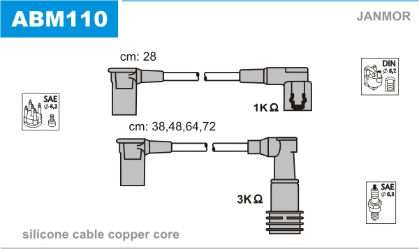 Kit de câbles d'allumage JANMOR ABM110
