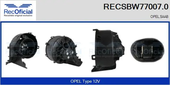 Pulseur d'air habitacle RECOFICIAL RECSBW77007.0