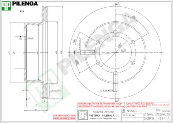 Disque de frein PILENGA V891