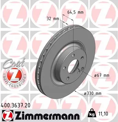 Disque de frein ZIMMERMANN 400.3637.20
