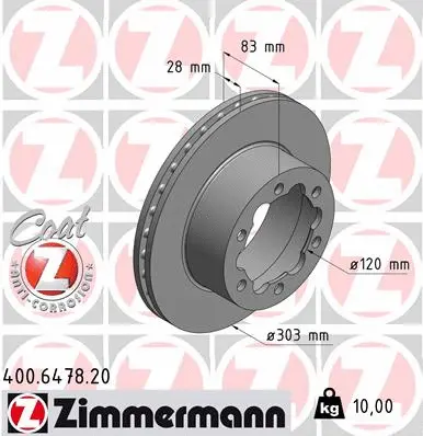 Disque de frein ZIMMERMANN 400.6478.20