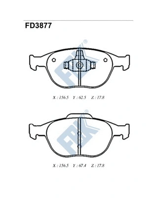 Kit de plaquettes de frein, frein à disque FBK FD3877