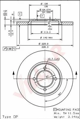 Disque de frein VILLAR 628.1054
