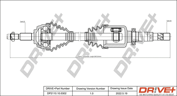 Arbre de transmission Dr!ve+ DP2110.10.0302