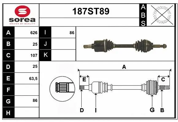 Arbre de transmission STARTCAR 187ST89