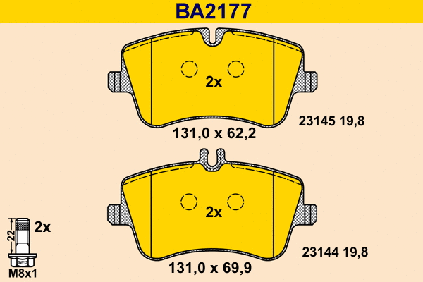 Kit de plaquettes de frein, frein à disque BARUM BA2177