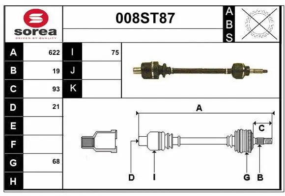 Arbre de transmission STARTCAR 008ST87
