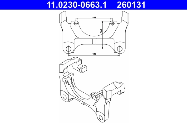 Support, étrier de frein ATE 11.0230-0663.1