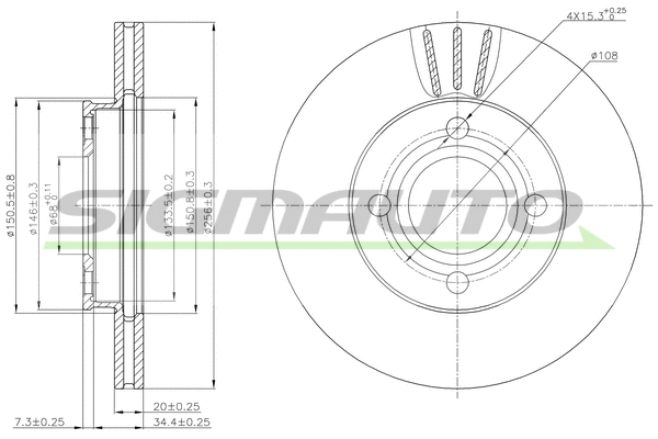 Disque de frein SIGMAUTO DBA256V