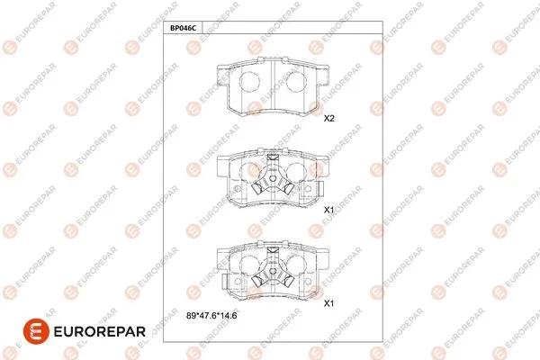 Kit de plaquettes de frein, frein à disque EUROREPAR 1681206980
