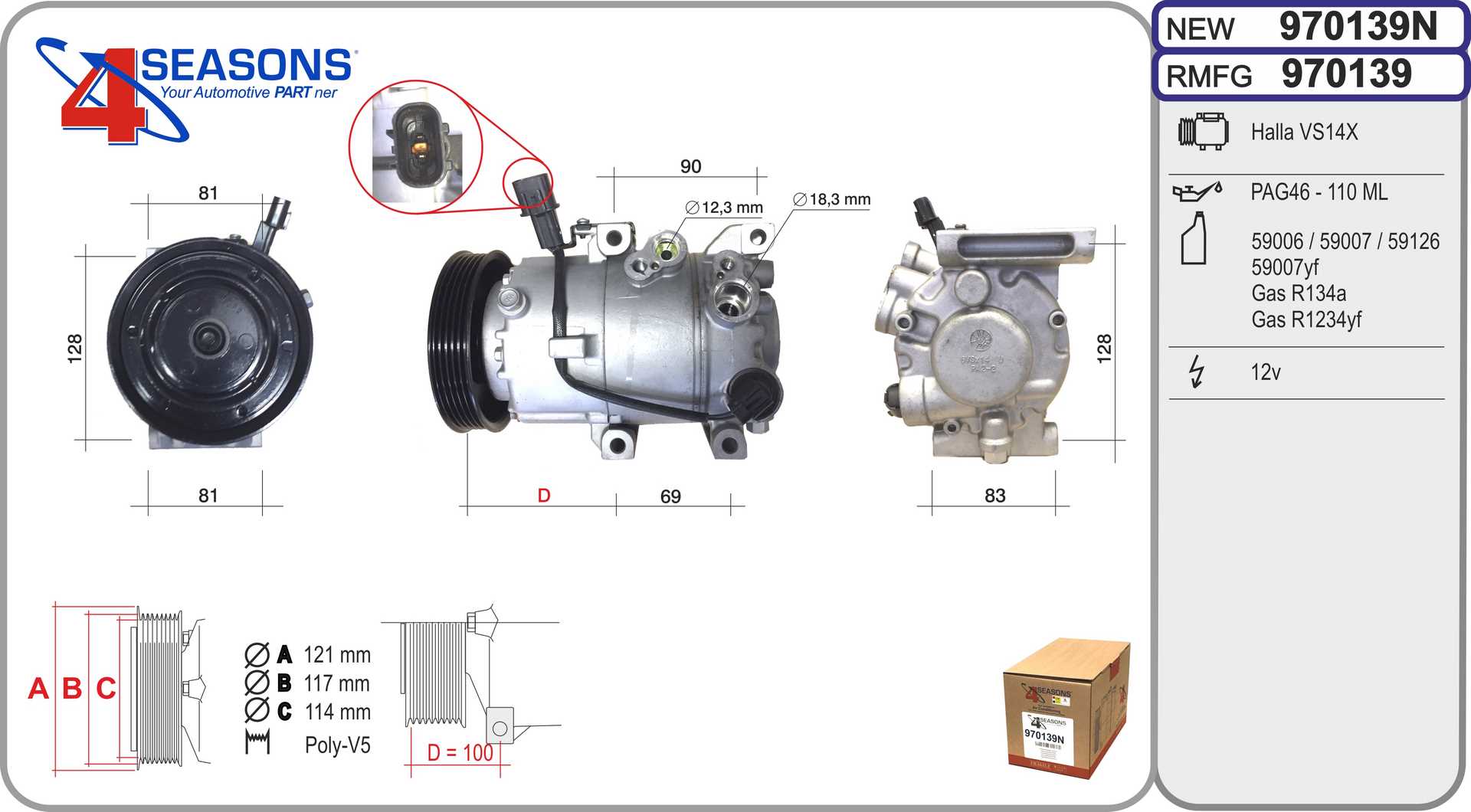Compresseur, climatisation AHE 970139N