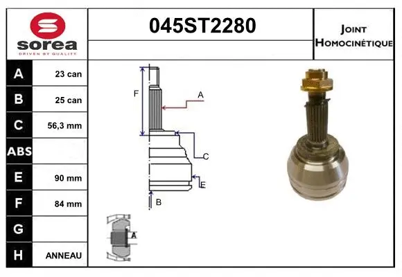 Jeu de joints, arbre de transmission STARTCAR 045ST2280