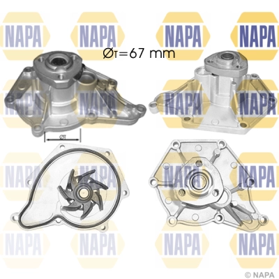 Pompe à eau, refroidissement du moteur NAPA NWP1039