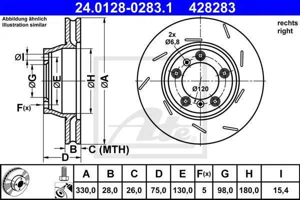 Disque de frein ATE-APAC 24.0128-0283.1