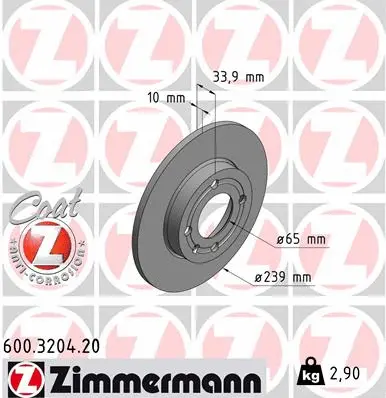 Disque de frein ZIMMERMANN 600.3204.20