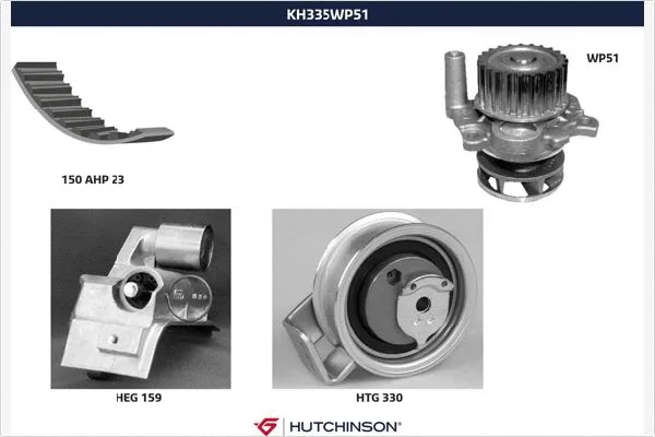 Pompe à eau + kit de courroie crantée HUTCHINSON KH 335WP51