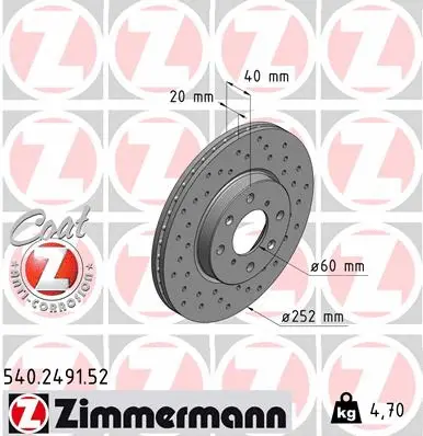 Disque de frein ZIMMERMANN 540.2491.52